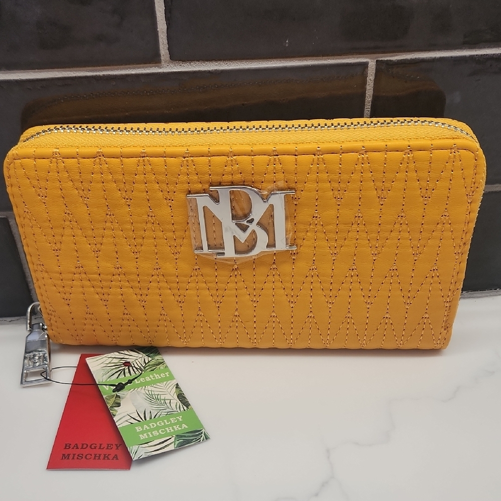 Badgley Mischka Yellow Quilted Wallet